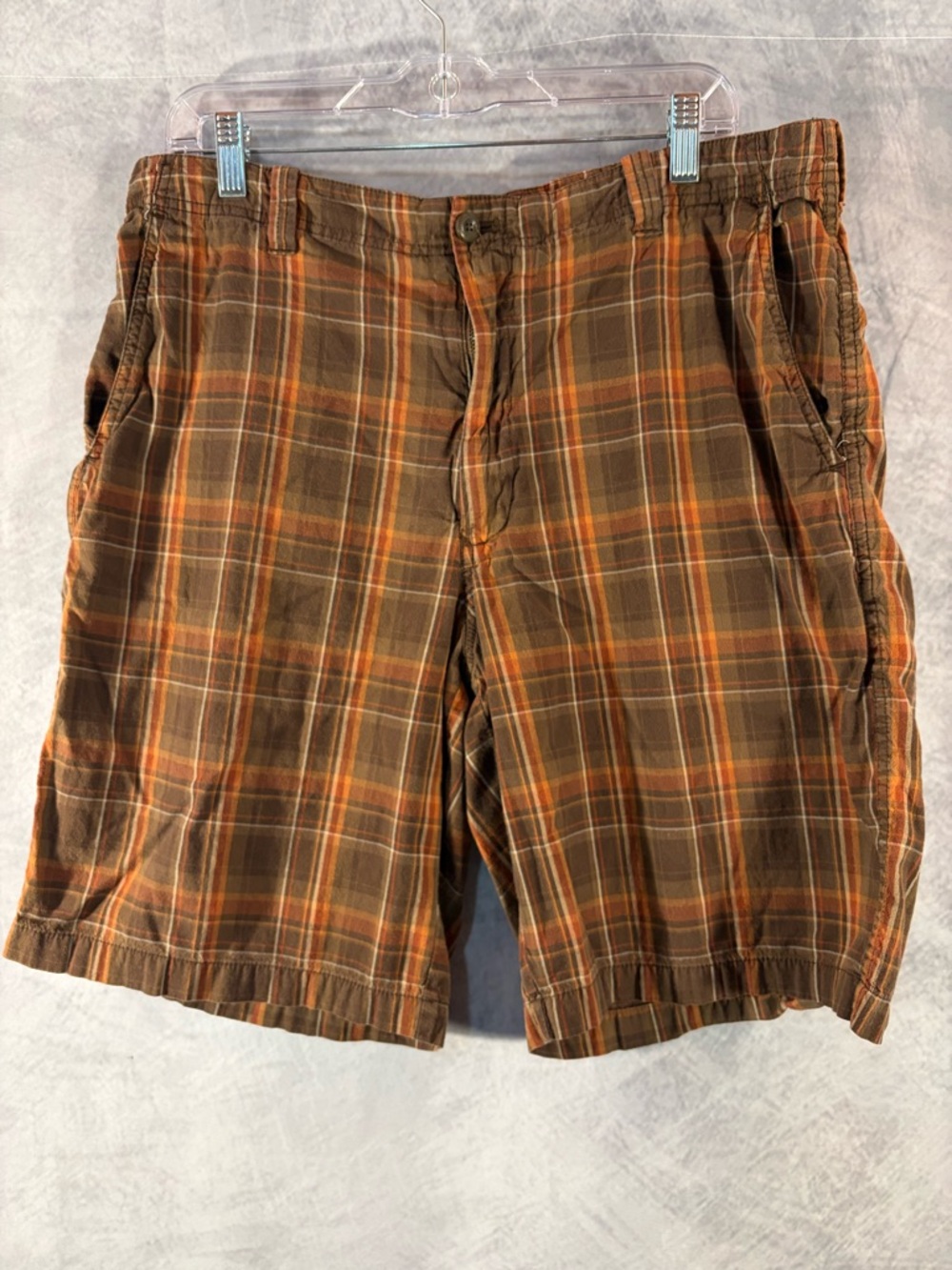 Arrow Blue Jeans Co Plaid Shorts Mens Size 36 Brown Orange Cotton Casual